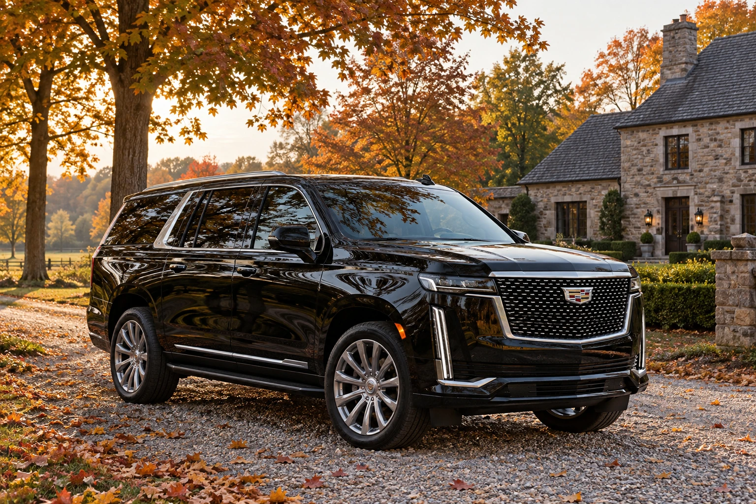 A black Premium SUV in a Southern Ontario countryside setting